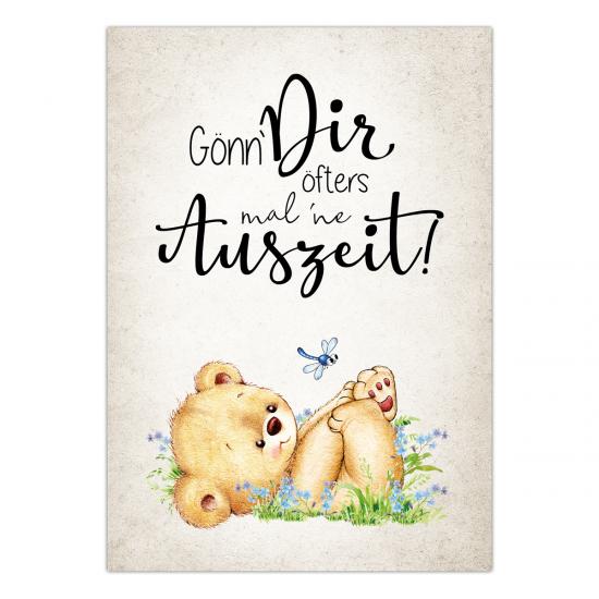 Postkarte mit Spruch "Gönn Dir öfters mal `ne Auszeit!",  DIN A6, 14,8cm  x 10,5 cm